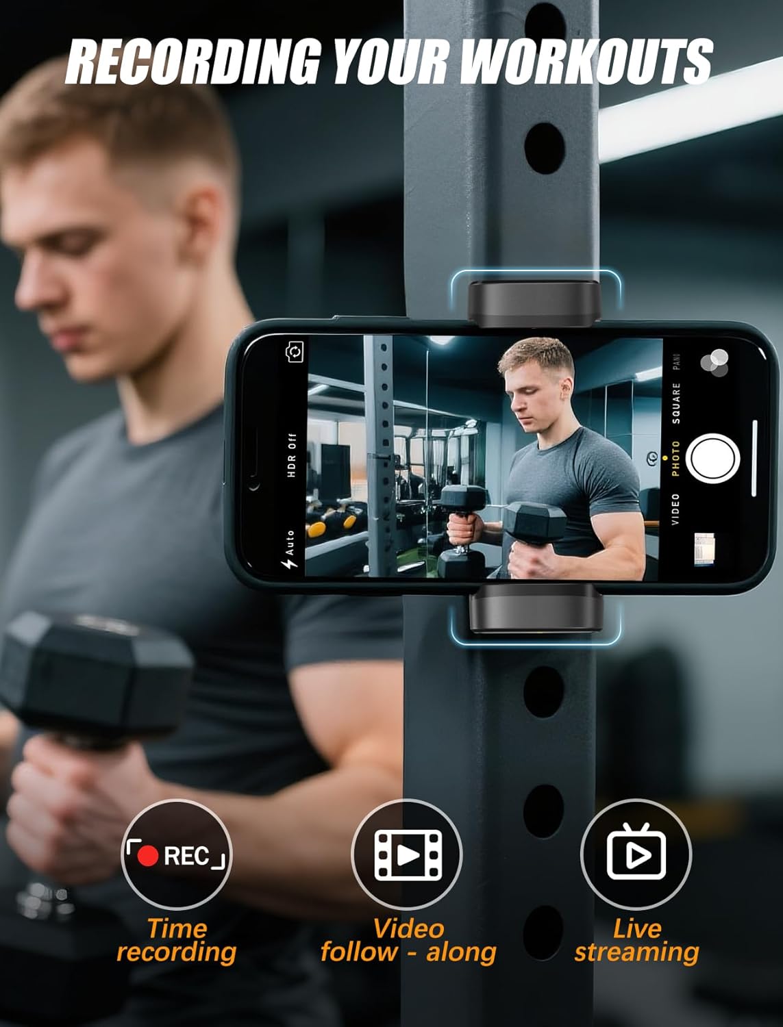 Gym Magnetic Phone Holder【Strong Magnets】- 360 Adjustable Magnetic Phone Mount, Phone Holder Gym Accessories for Men Women Compatible with All Smartphones 4.7-7" - Image 5