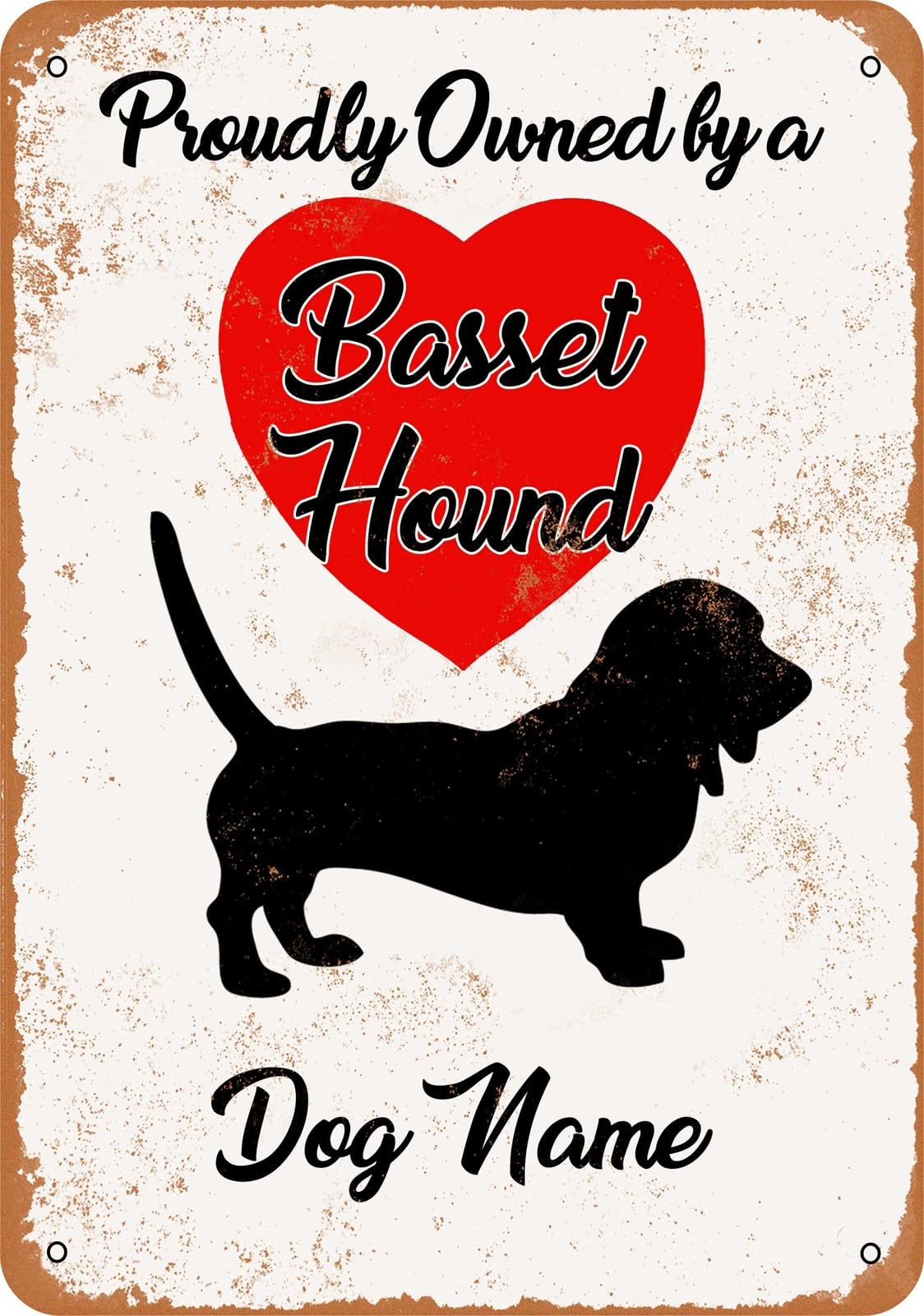 Miaomansenstore Metal Sign - Custom Dog Name - Basset Hound - Vintage Look Home Decor