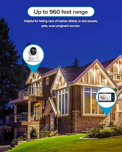 Miniatura 8 de iFamily Monitor de bebé con 2 cámaras  Monitor de bebé remoto con zoom panorámico y zoom con cámara y audio, pantalla grande de 5 pulgadas, visión