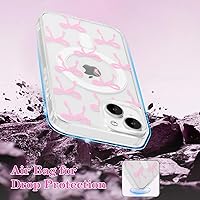 Vista 6 de UEEBAI - Funda magnética para iPhone 15, diseño de lazo, compatible con MagSafe, funda transparente delgada inalámbrica, antiamarilleo, a prueba