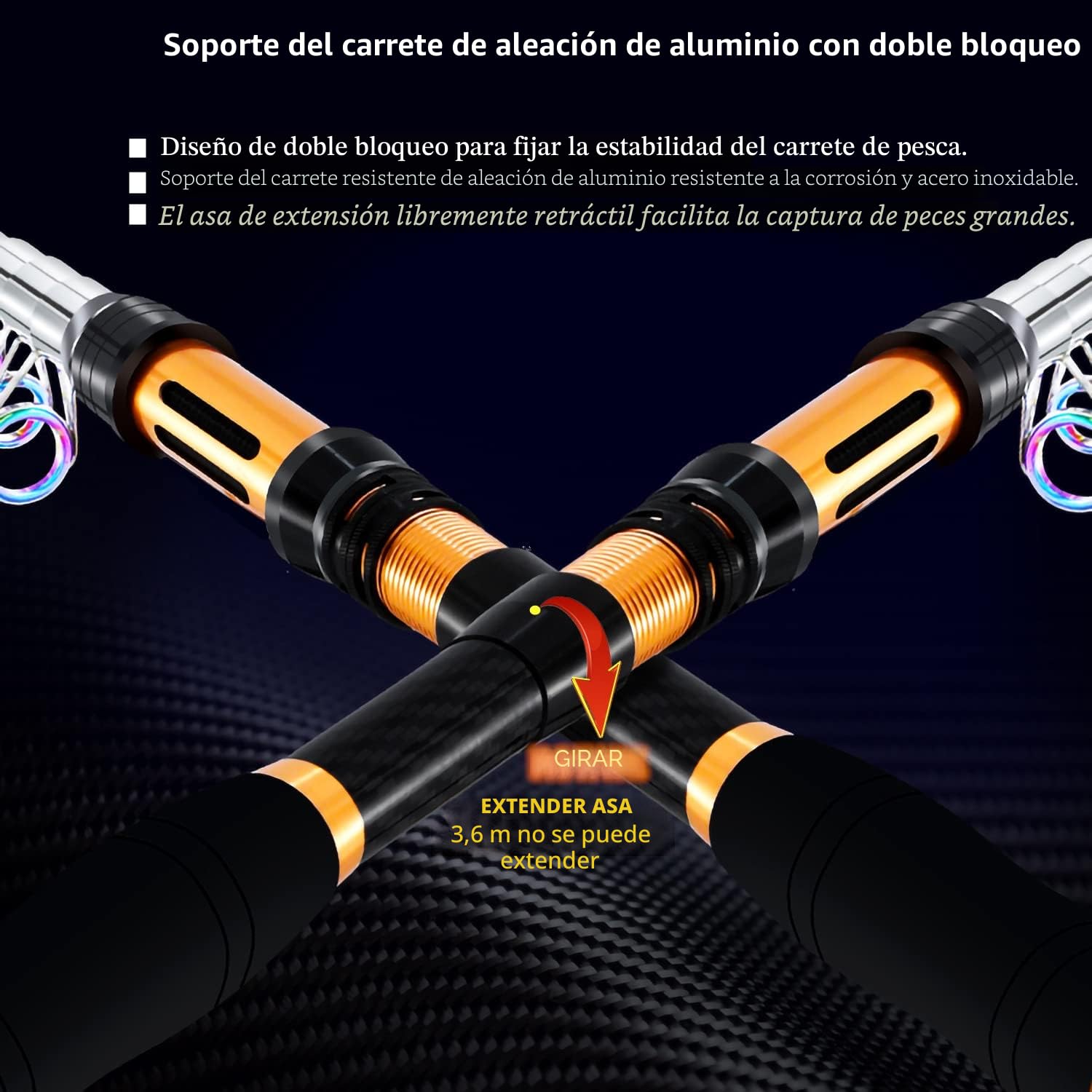 caña de Pescar telescópica Juego Combinado de Carrete Giratorio Bolsa de señuelos de línea de Carbono para mar río de Agua Dulce