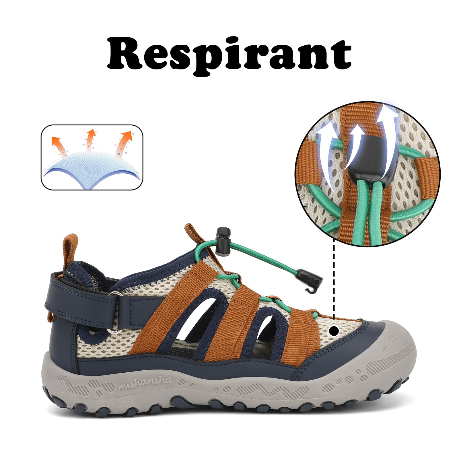 Mishansha Sandales Garçon Bout Fermé Été 24-38 EU | Chaussure de Randonnée, Enfants, Respirantes, Plage, Outdoor
