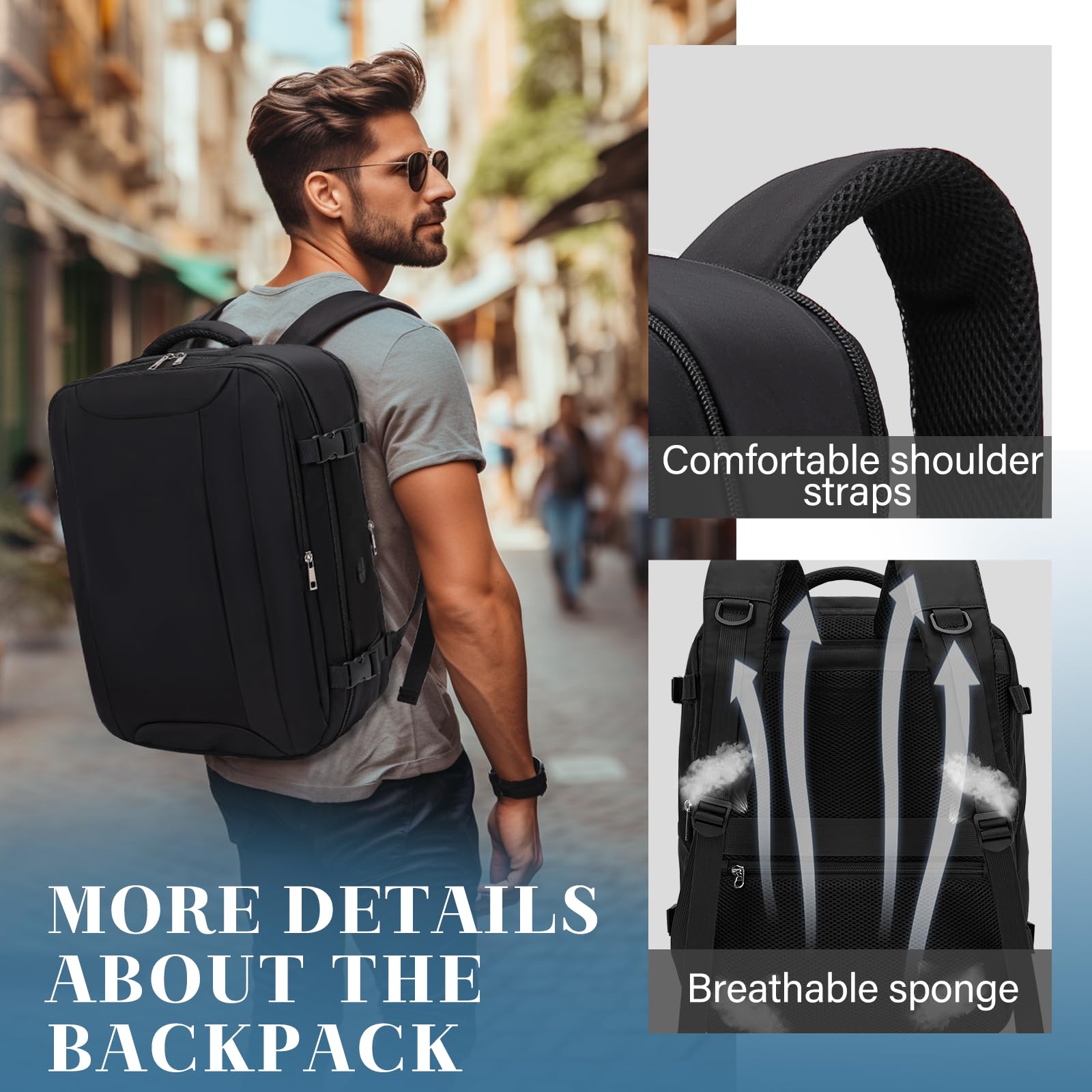 Hayayu für Ryanair Handgepäck 40x30x20 Rucksack Handgepäck Tasche für Flugzeug Reisetasche Unter Dem Sitz Mit Diebstahlschutztasche Reiserucksack Mit Computerfach