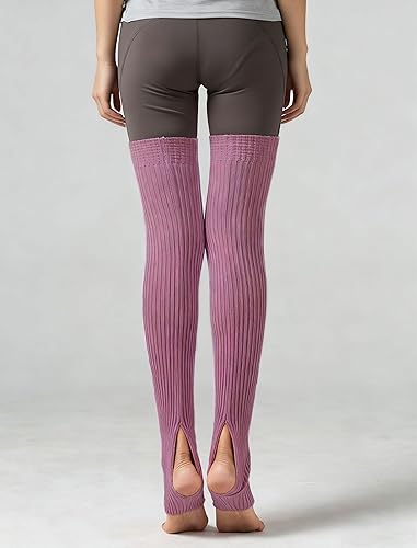 Miniatura 4 de CHUNG Mujeres adolescentes por encima de la rodilla hasta el muslo 29.5 pulgadas calentadores de piernas estribo térmico largo yoga ballet danza