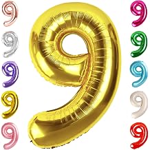40 Inch Gold Numbers 9 Balloon, Balloons Decorations for 9 19 90 Birthday Party, Engagement, Wedding, Graduations, Photo Shoot Supplies