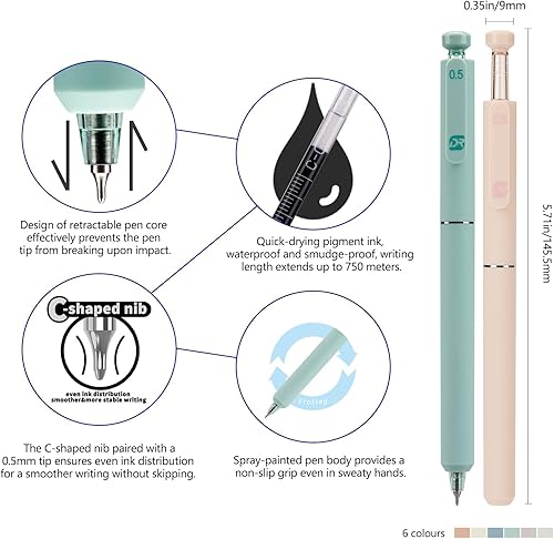 Miniatura 2 de Bolígrafos de gel, 12 bolígrafos retráctiles de punta fina de 0.020 in, de secado rápido, sin manchas, tinta negra, escritura suave prémium para