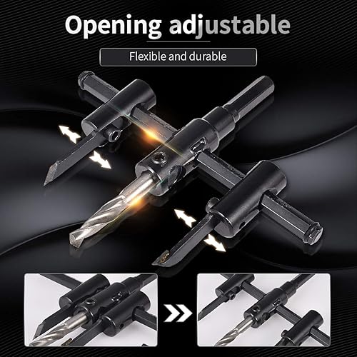 Miniatura 5 de KATUR Kit de sierra de corte circular ajustable de 1.181 in a 4.724 in, broca de yeso para madera, corte redondo, agujero giratorio para