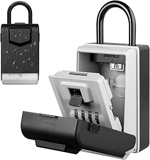 HUANLANG Key Lock Box Outdoor Light Up Lockbox 4 Digit Combination Lock Box for Door Handle Waterproof Key Safe Large Capacity Hide a Key,Security Lock Box for Realtor Home Office Garage Airbnb Gym