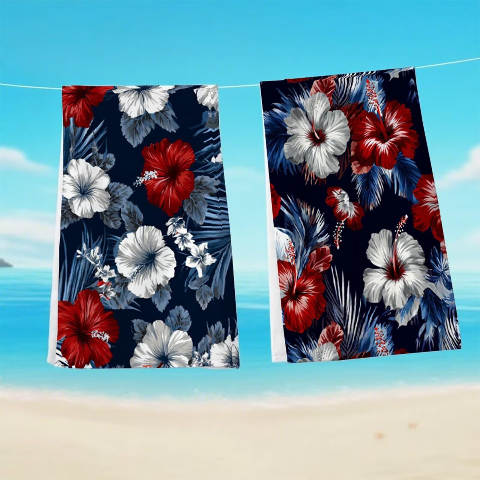 Telo Mare Microfibra 90x180 cm Telo Mare Grande, Asciugamano Palestra Assorbente Asciugatura Rapida, Asciugamano Mare Antisabbi Stuoia Spiaggia per Piscina, Campeggio, Viaggio - Fiore Rosso G1-372