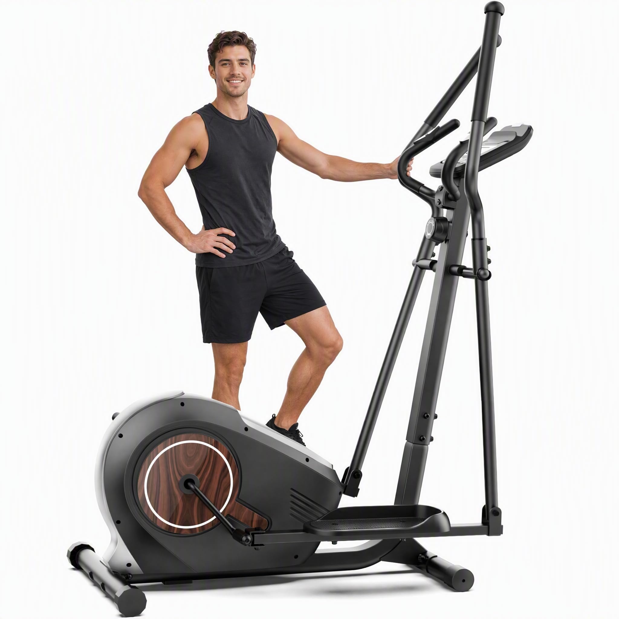 ANCHEER Elliptical Exercise Machine with 15.5" Stride, 500 LBS, Ultra-Quiet