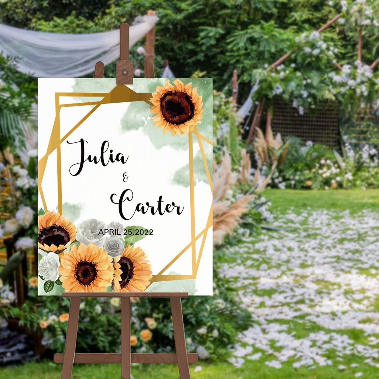 Panneau bienvenue mariage personnalisé fleurs réception fiançailles