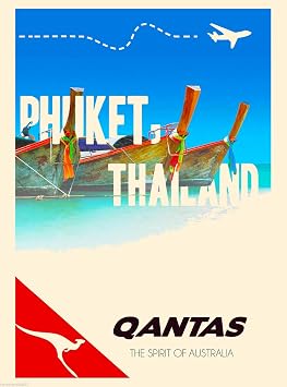 Magnet Thailand Phuket Thai Asia Asian Vintage Travel Advertisement Art Magnet