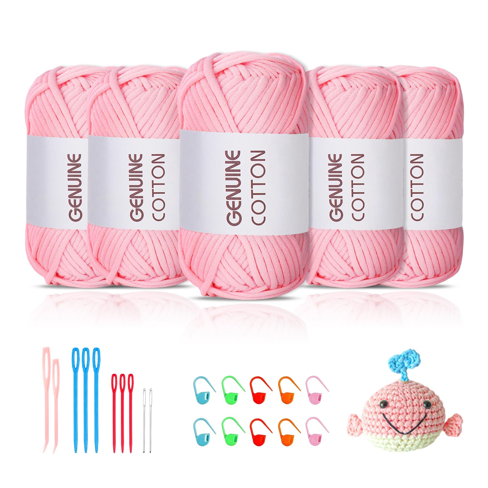 Maxee 5X50g Dickes Garn Baumwolle zum Häkeln, Chunky Häkelgarn für Anfänger, Kein Geteiltes Häkeln Amigurumi Wolle, Klobiges Baumwollgarn Einfaches Strickgarn zum Häkeln Stricke