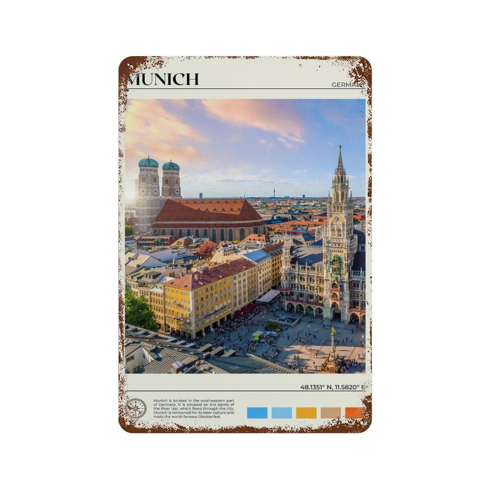 xiaoxiaoshen Real Photo Munich Decor Germany Wall Decor Art Metal Tin Poster Modern Home Decor Art Home Bar Shop Decorations Vintage Sign 30x20cm