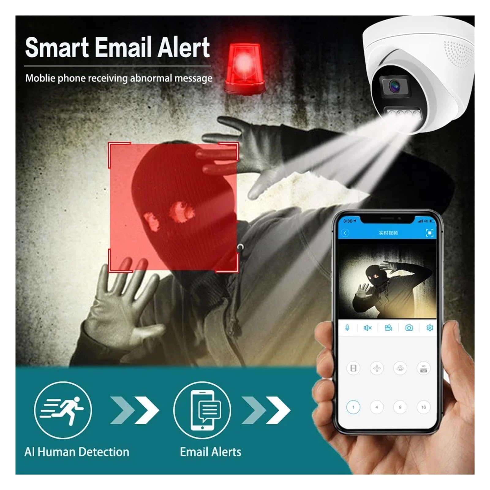 Cámara de Seguridad Domo IP de 8MP H.265