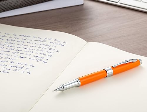 Vista 45 de ZenZoi Bolígrafo de lujo para hombres y mujeres con punta fina – Elegante bolígrafo ejecutivo negro mate con borde dorado, calidad negro mate