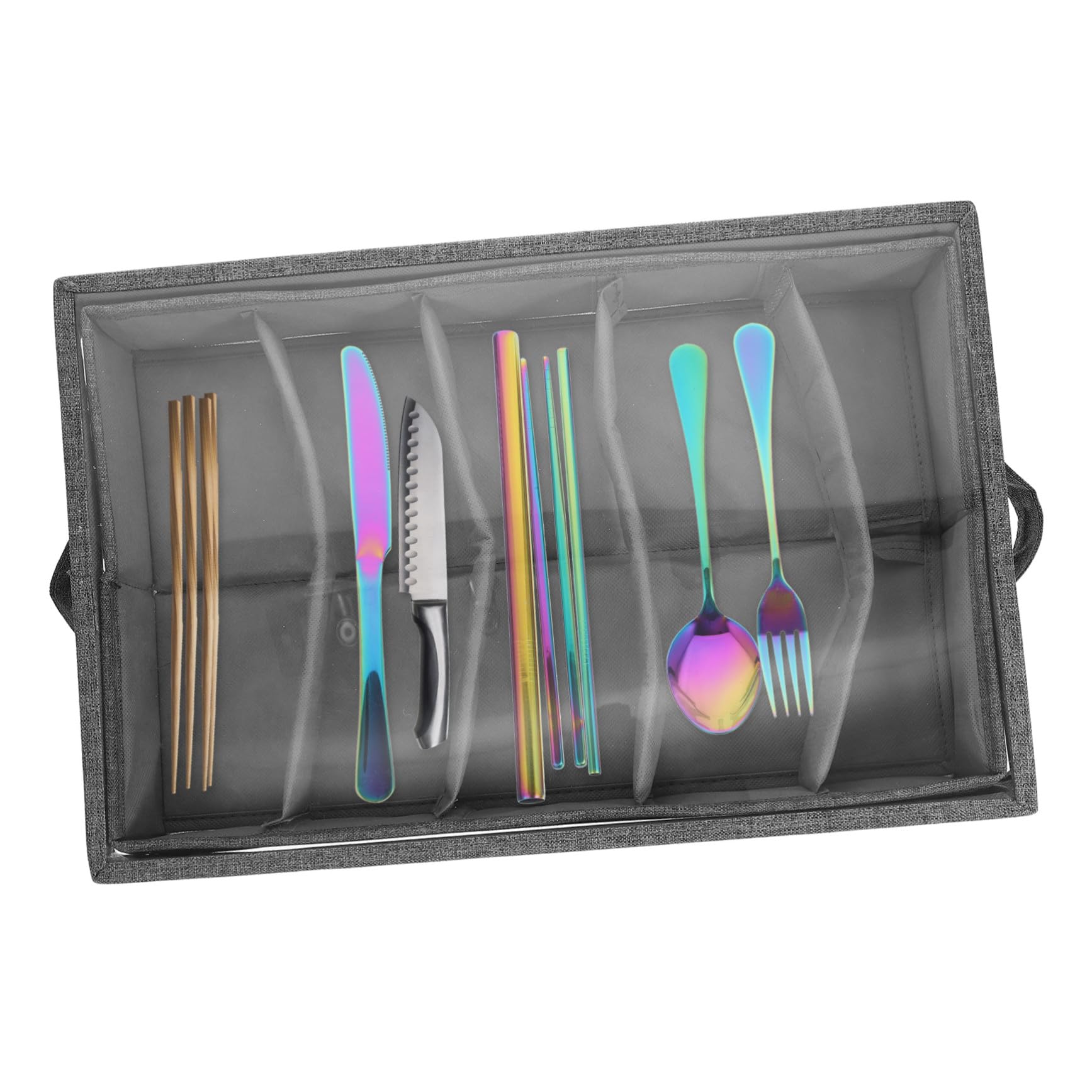 VALICLUD Bolsa para Guardar Vajilla Caja para Cubiertos con Divisores Organizador de Cubiertos para Cocina Soporte para Utensilios de Inoxidable
