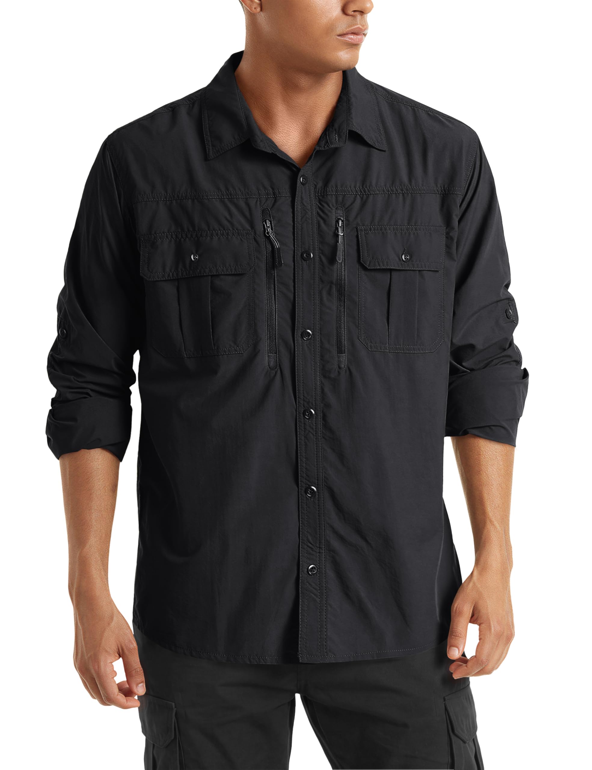 tacvasen Men's Tactical Shirts Quick Dry UV Protection Breathable Long Sleeve Hiking Fishing Button Shirts-picture-15