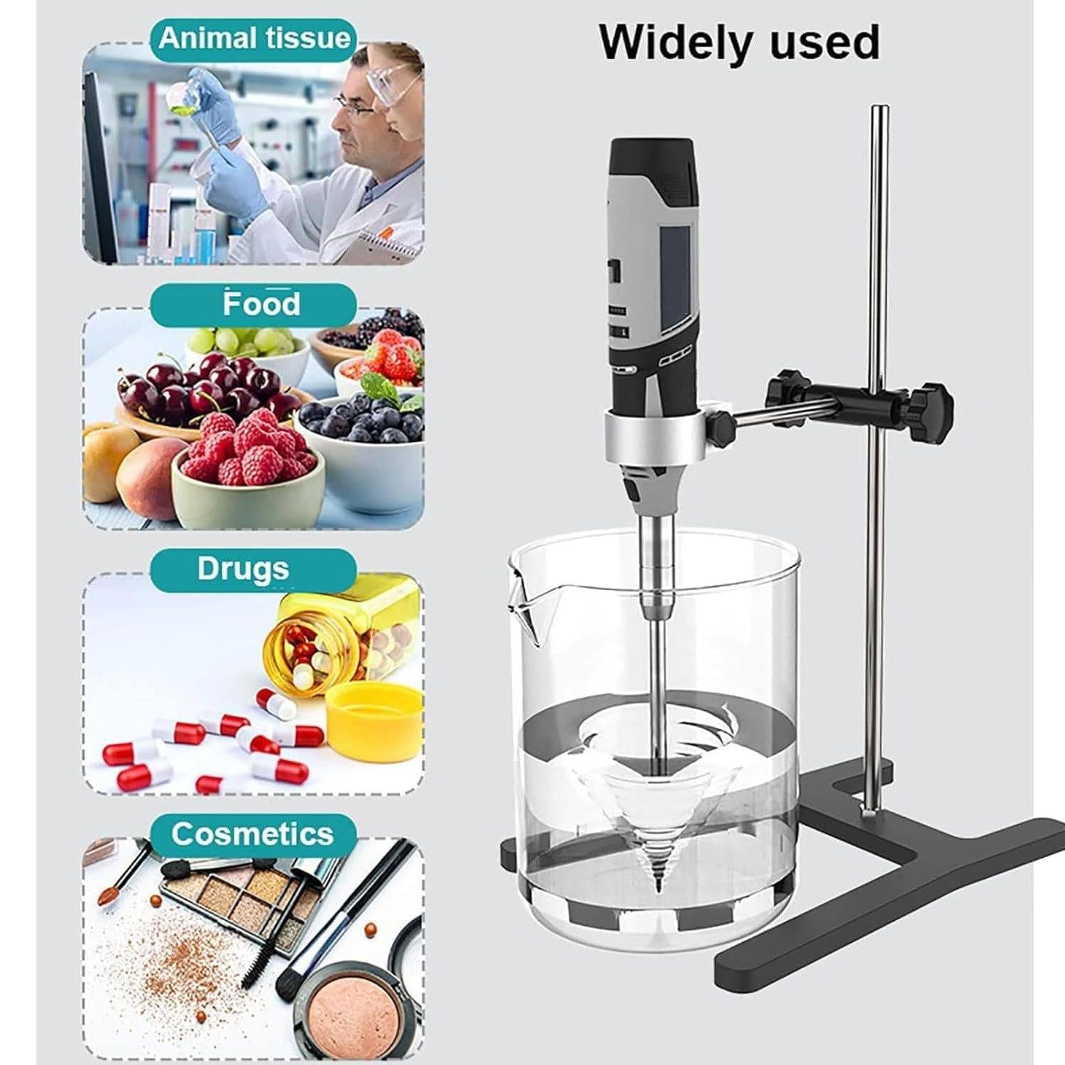 Homogeneizador de laboratorio de mano, emulsionante y dispersor de 6 velocidades para triturar y mezclar células, ideal para aplicaciones de 0,5 a 250 ml en medicina y cosméticos