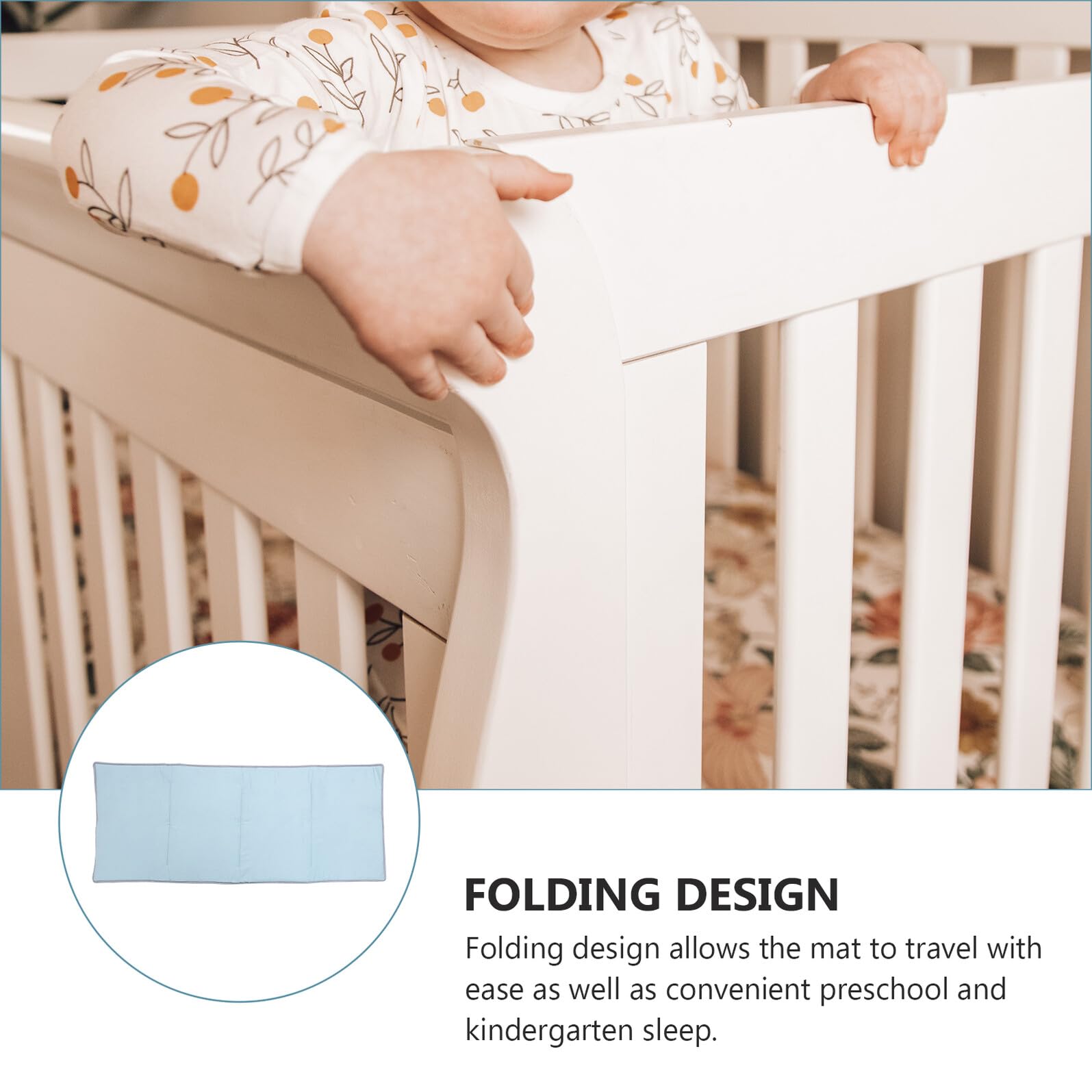Colchoneta Portátil Plegable Azul de Gamuza para Siesta Infantil | Pp Cotton y Gel Cloth, para Sleepovers y School Nap Time, Decoracion Colegio
