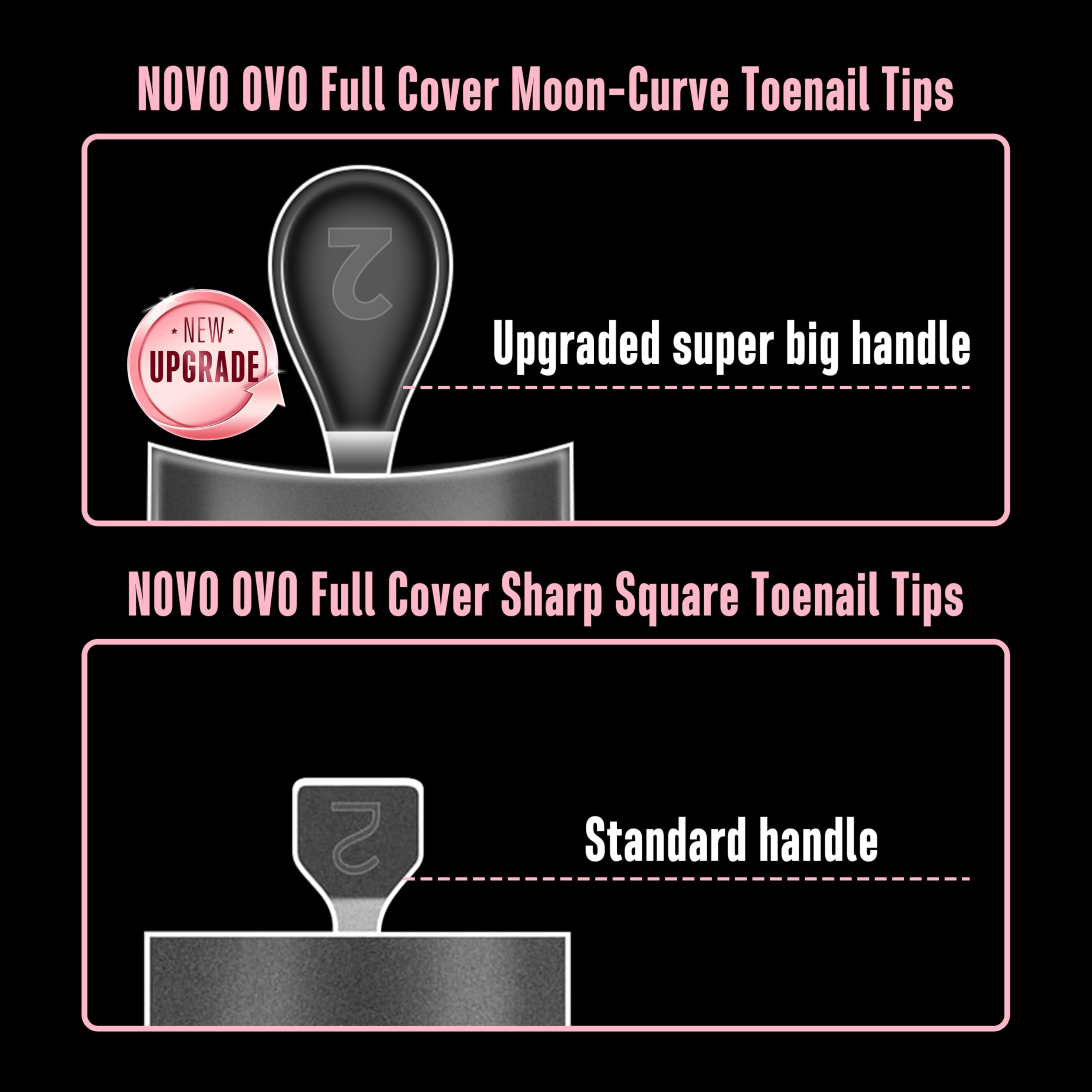 NOVO OVO Halloween Short Toe Nail Tips Press on with Moon Curve - Image 4