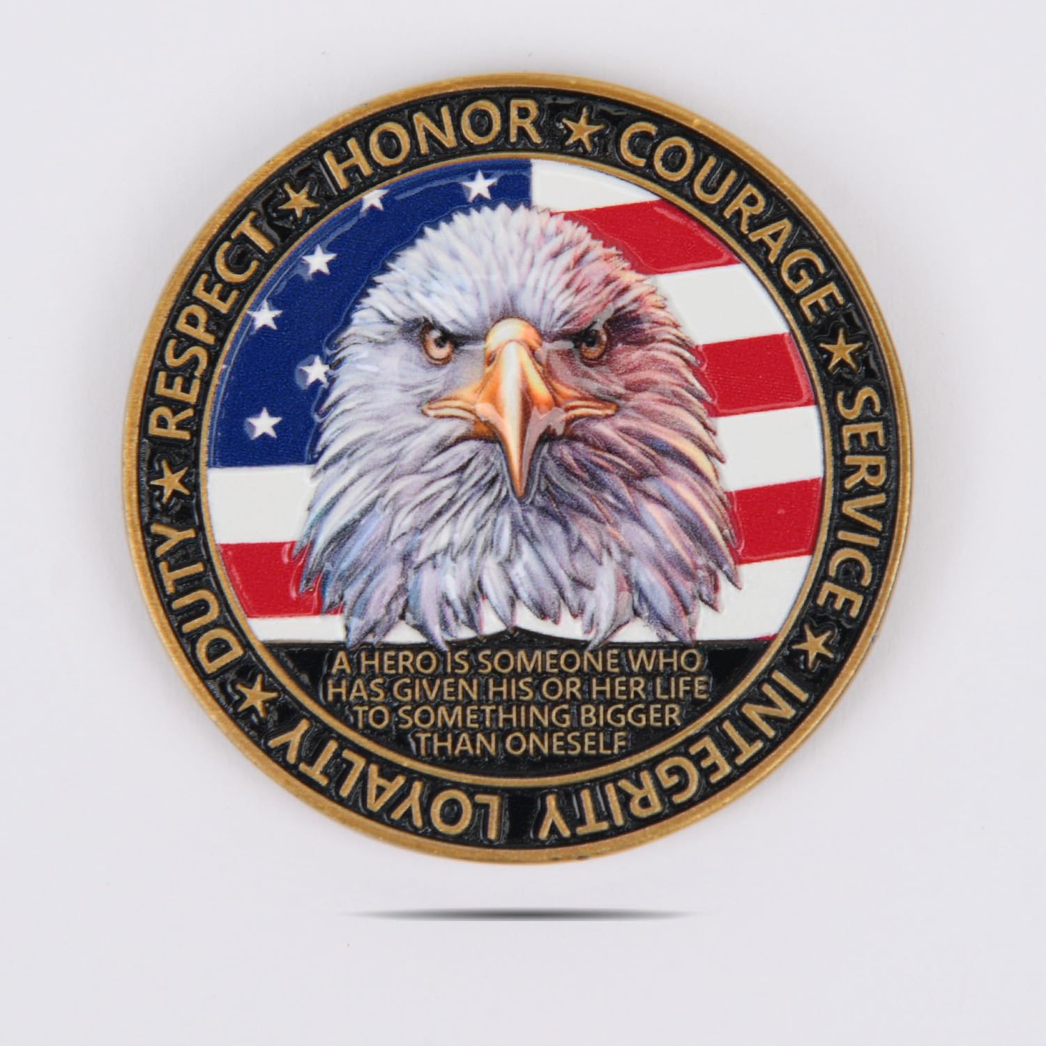 Pièce de monnaie couleur 3D du défi des vétérans américains – Jeton d'appréciation militaire double face pour l'honneur et le courage, 4,9 cm en alliage de zinc
