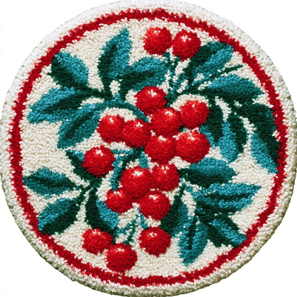 AMBATTERY Round DIY Latch Hook Rug Kits,Fruit Branches