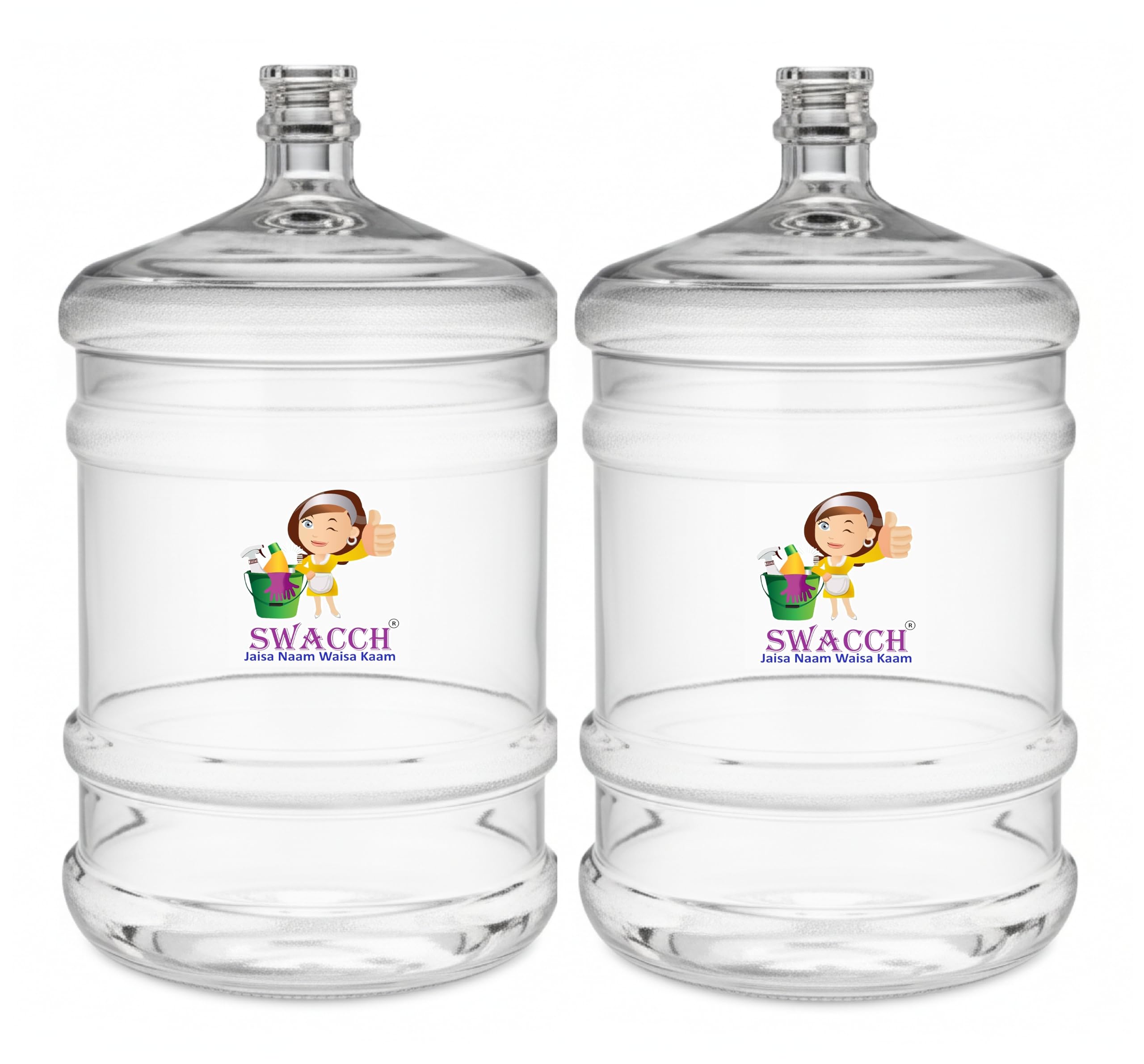 Water Dispenser Plastic Bottle 20L Pack of 2 + 5 Plastic Caps Free I Mineral Water Dispensers Jar I Drinking Water Can I BPA Free Water Bottle Large Container with Thread Cap Multi Colour-image-42