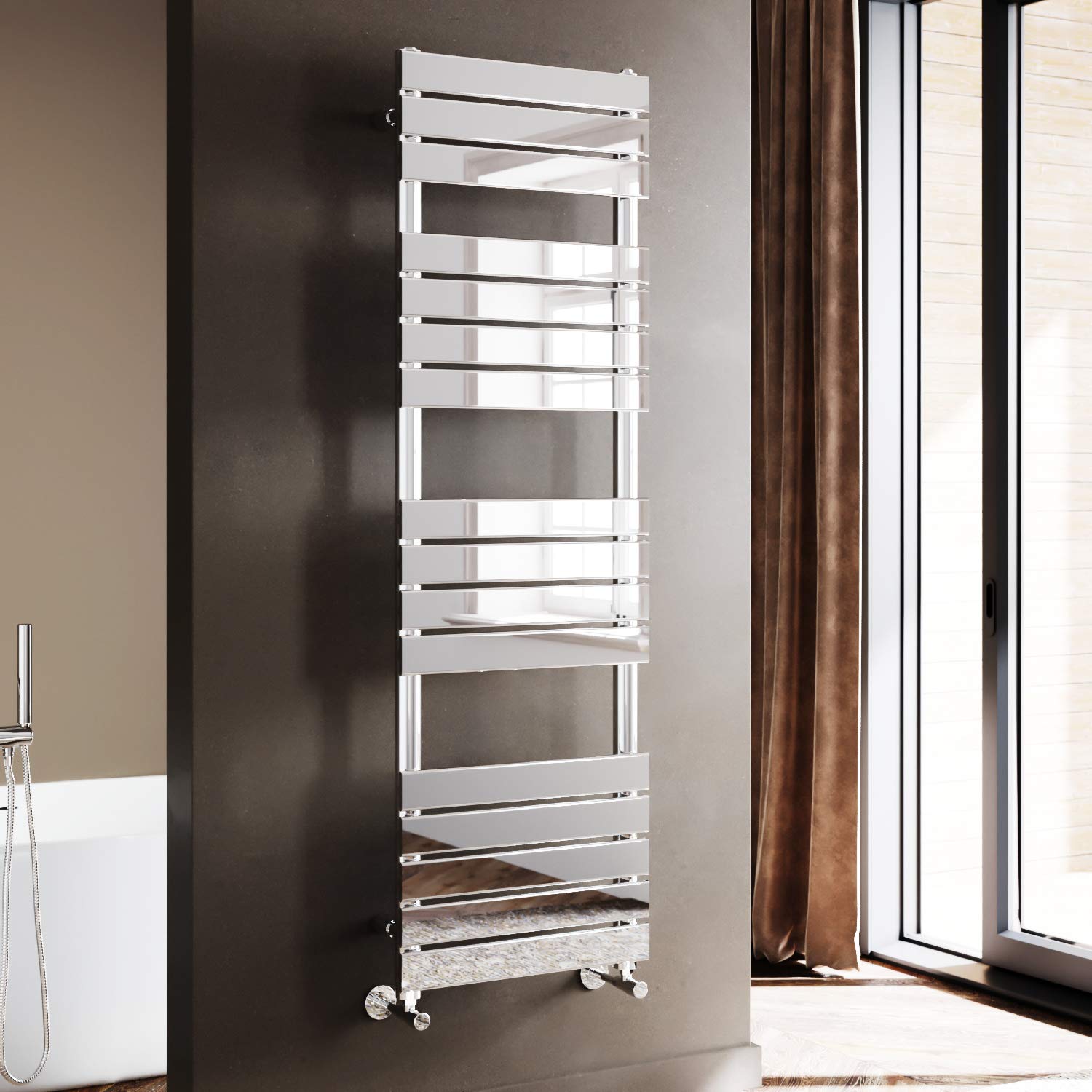ELEGANT 1600 x 500mm Chrome Bathroom Panel Wall Mounted Heated Towel Rail