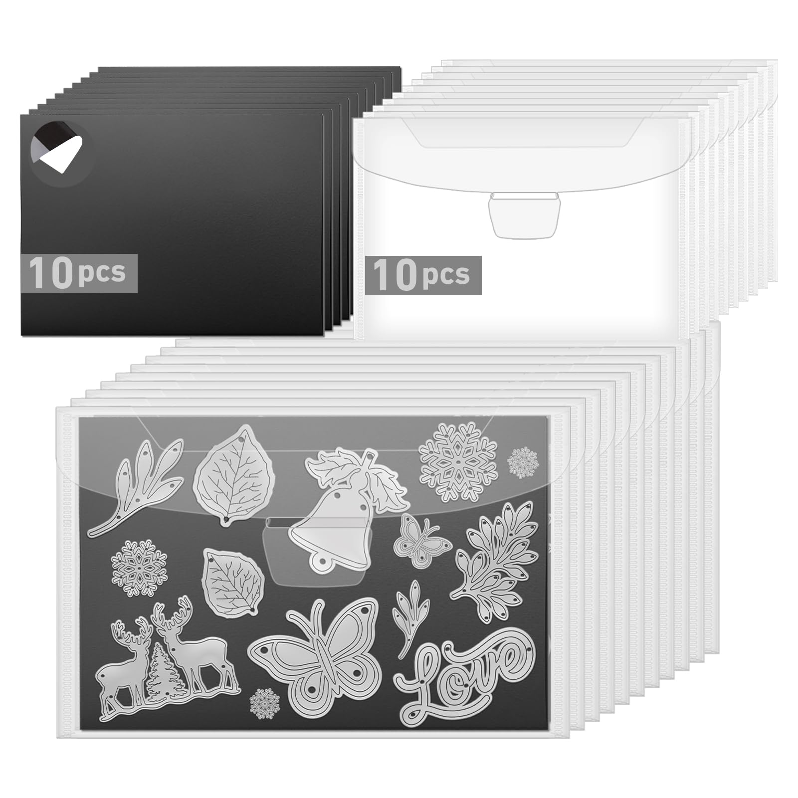 20 Pcs Magnetic Sheets for Dies Storage, 10 Magnetic Sheets +10 Bags