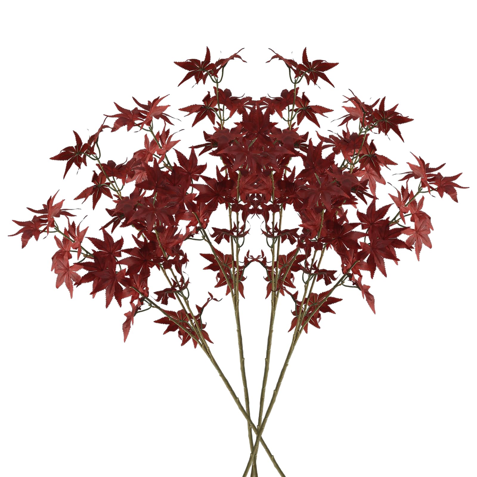 4Pcs Artificial Maple Leaves Plants Branches 3ft Fake Silk Maple Fall Leaves Stems Greenery Decorations for Home Kitchen Table Centerpiece Fireplace Thanksgiving Halloween Decor (Burgundy)…