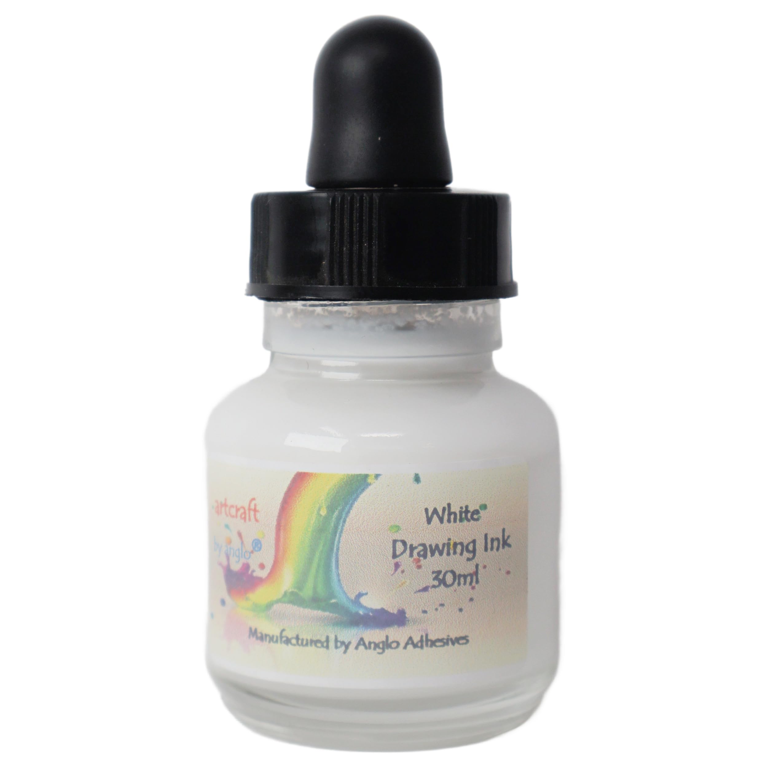 artcraft by angloDrawing Ink 30ml, Water Resistant Indian Ink for Artists, Calligraphers and Art Enthusiast (White)