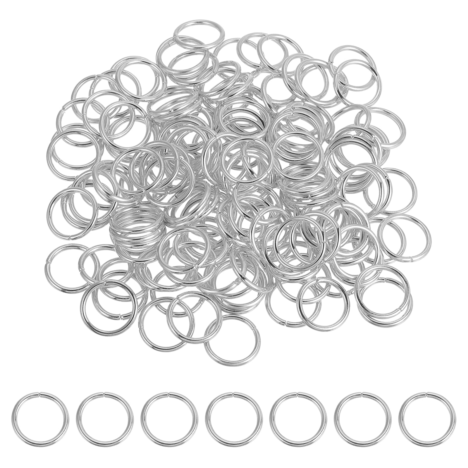 sourcing map 200 Pcs Open Jump Rings, 18mm Split Metal O Ring 2mm Thick Keychains Connector Ring for Jewelry Making DIY Necklaces Bracelet Earrings Craft Making, Bright White