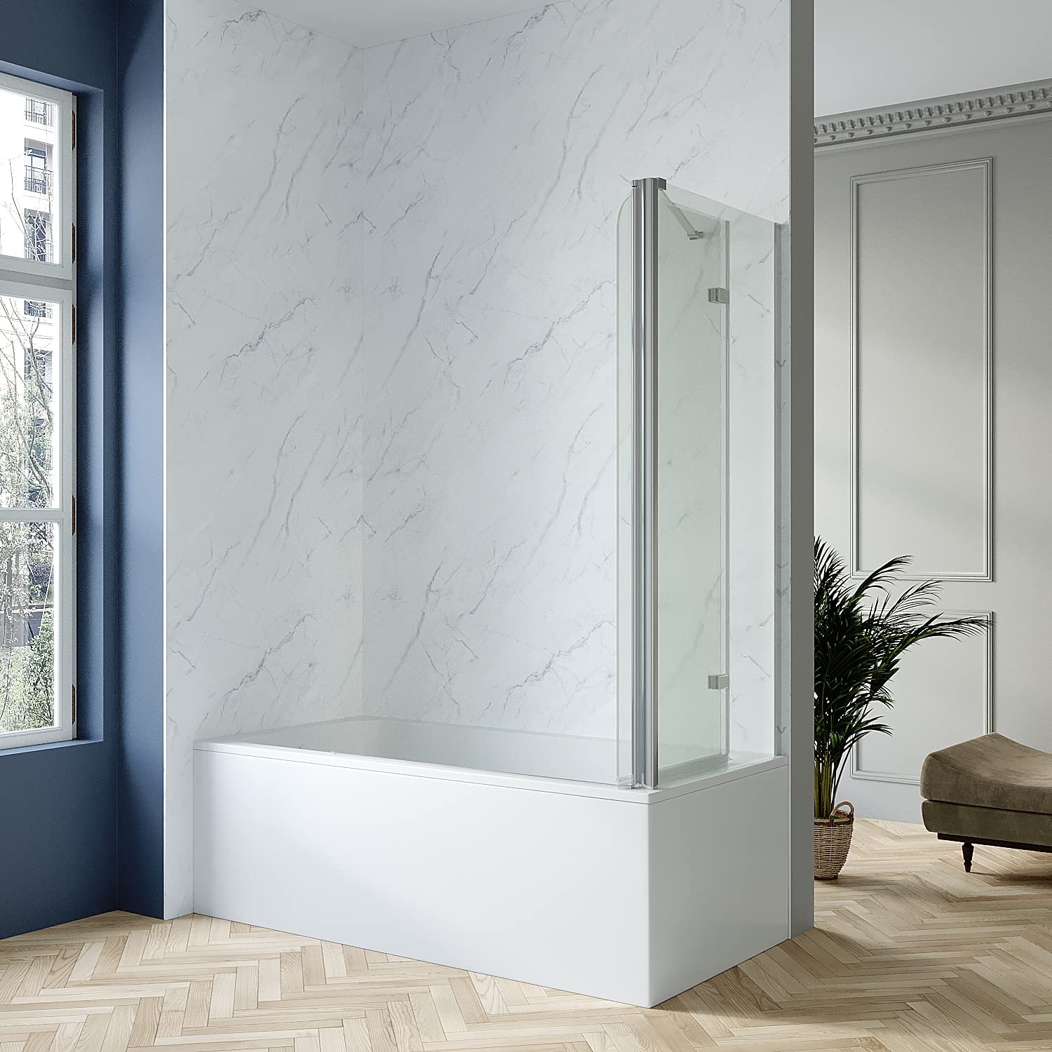 Kavolet Duschabtrennung Für Badewanne – 120x68x130 Cm, Faltbar, Aus Hartglas & Aluminium