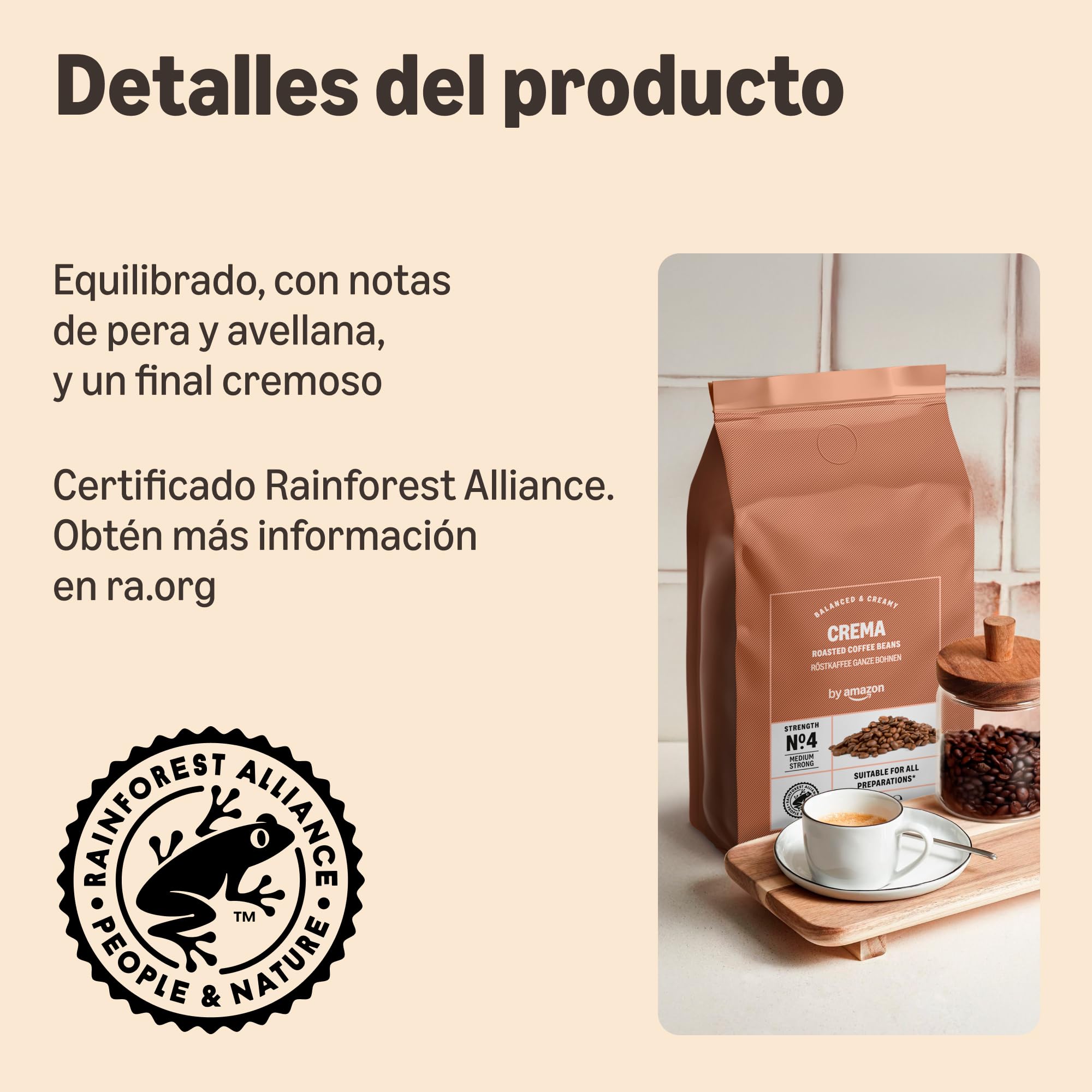 Amazon Crema Café En Grano De Tueste Natural Intensidad 4, 1kg