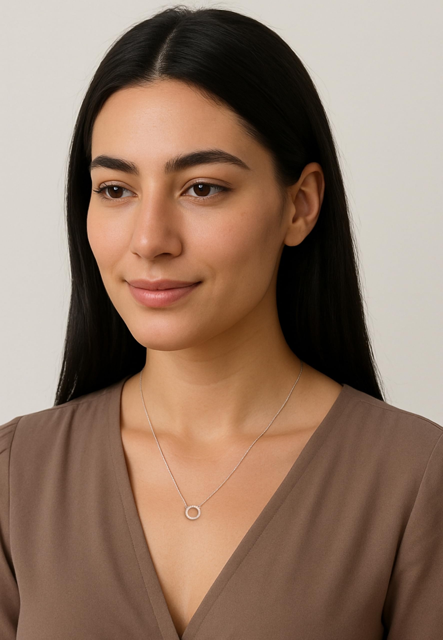 Sofia Milani - Collana da Donna in Argento 925 - con Pietra Zircone - Ciondolo a Cerchio