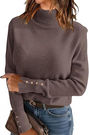 Wkior Womens Turtleneck Sweater Long Sleeve Casual Knit Pullover Chunky Fall Winter Jumper Top 2026
