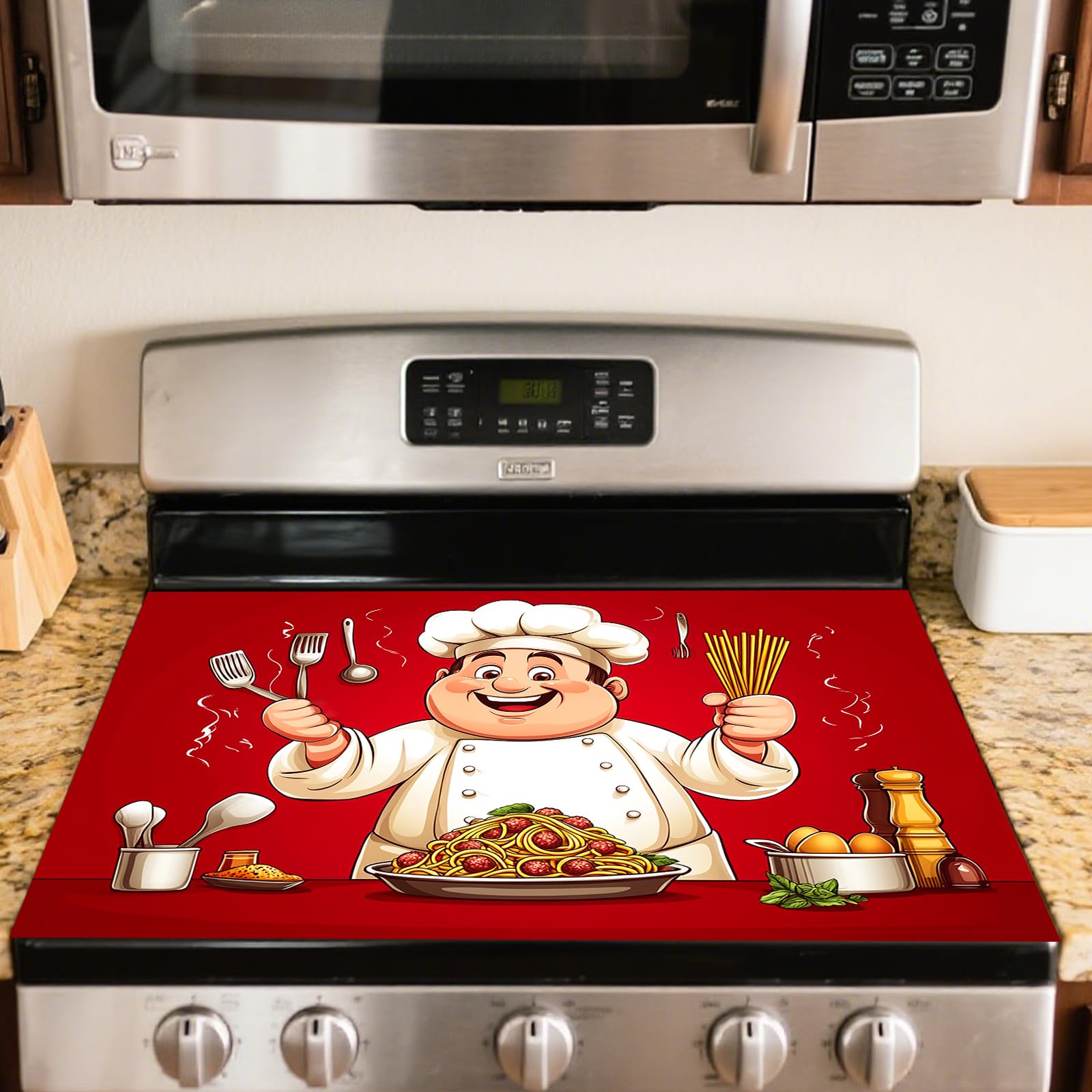 Nuxovilar Cartoon Chef Stove Top Cover, 20.47x28.34 Inches Polyester