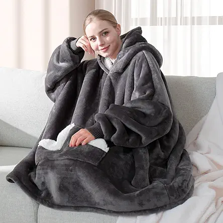 Touchat Wearable Blanket Hoodie, Oversized Sherpa Fleece Sweatshirt...