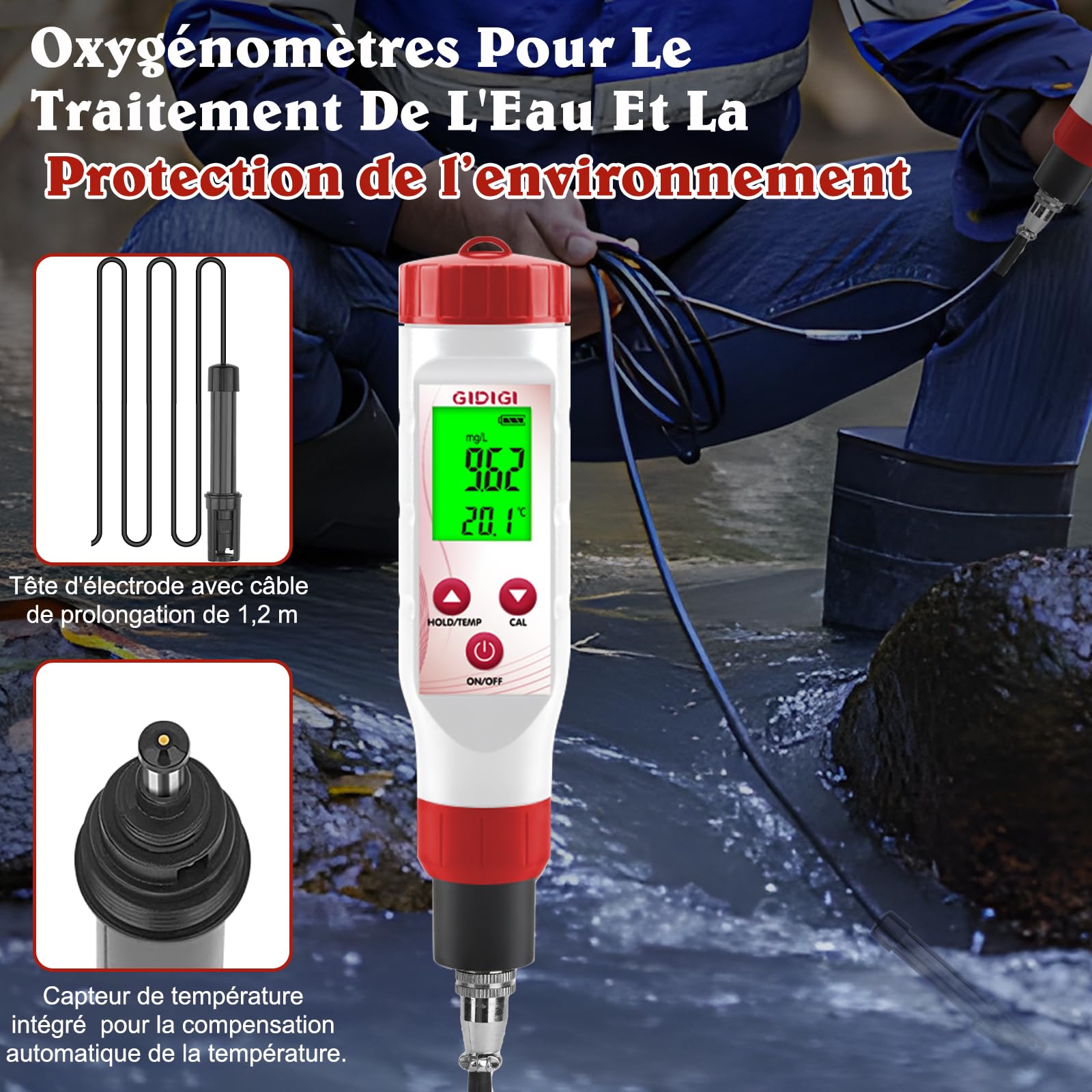 Testeur d'oxygène dissous pour bassin, GIDIGI DOmètre pour l'eau