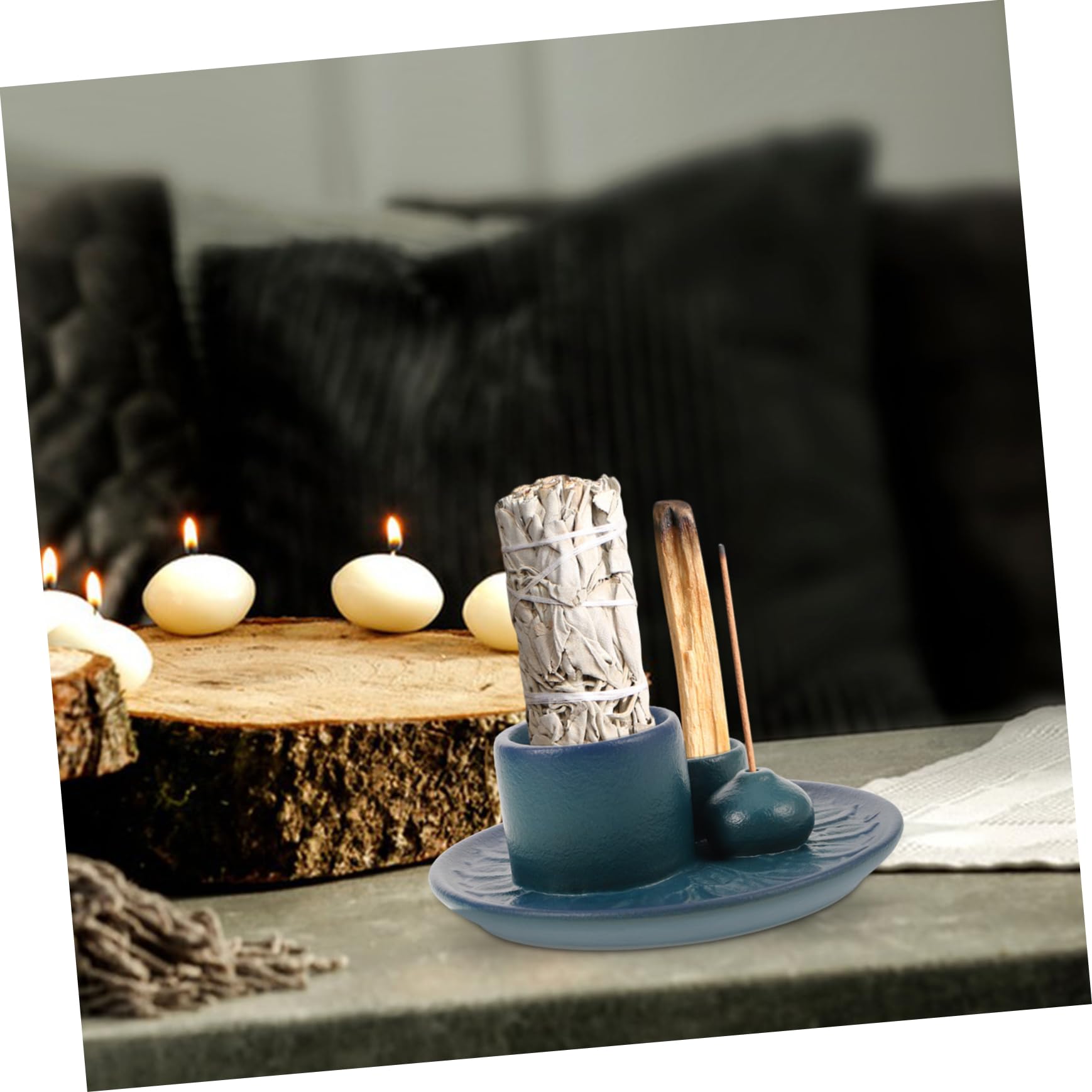 Amosfun 4 Pz Pallet Di Legno Sacro Candelabro Candelieri Porta in Legno Porta Incenso Decorativo Portaincenso Per Bastoncini Di Che Bruciano Porta Incensiere Ceramica