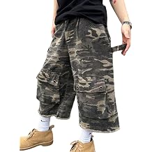 FCOOLYEET Camo Jorts Y2k Baggy Bermuda Jean Shorts Grunge Long Denim Cargo Shorts for Men Women