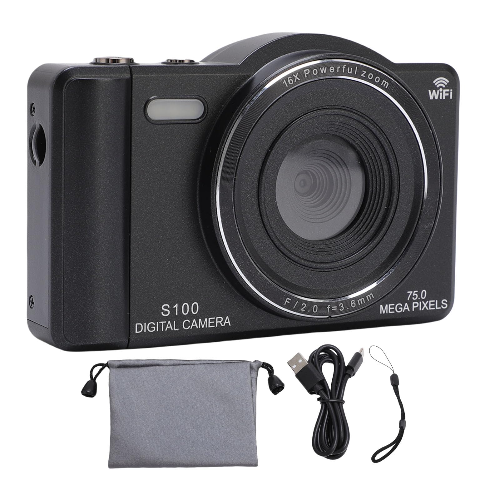 Bewinner Camera Digitale 4K per Fotografia, Fotocamera vlog WiFi 75MP con Touchscreen da 2,8 ", 16x Zoom Digitale, Videocamere AutoFocus per Principianti (64GB)