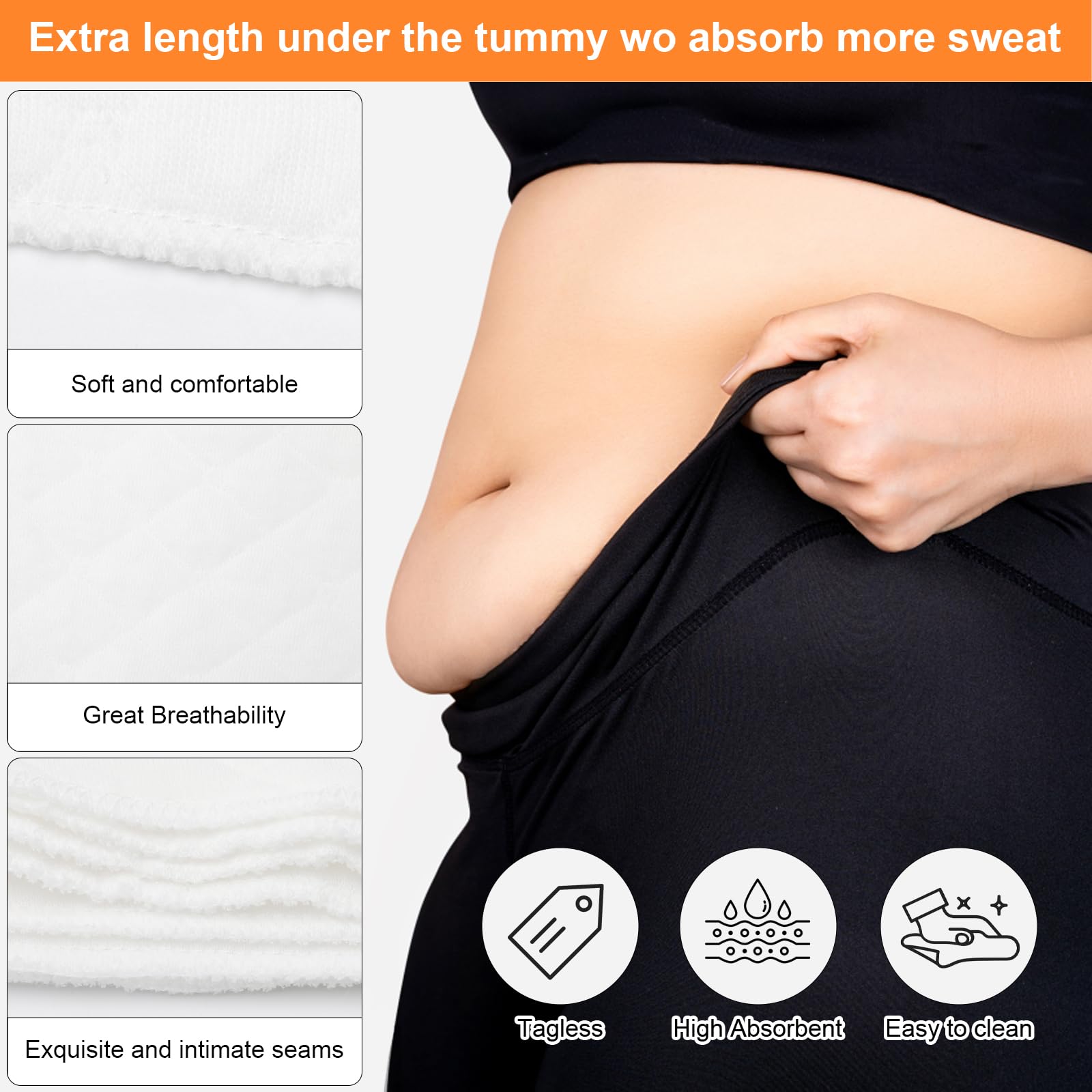 HENGBIRD 10 szt. Biały włóknina pot na brzuch podszyty brzuch plus size ochraniacze na brzuch dla skóry