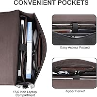 Vista 3 de ESTARER Mens Leather Briefcase 15.6 Inch Laptop Messenger Bag, Professional Computer Shoulder Bag Office Satchel for Work Business, Black