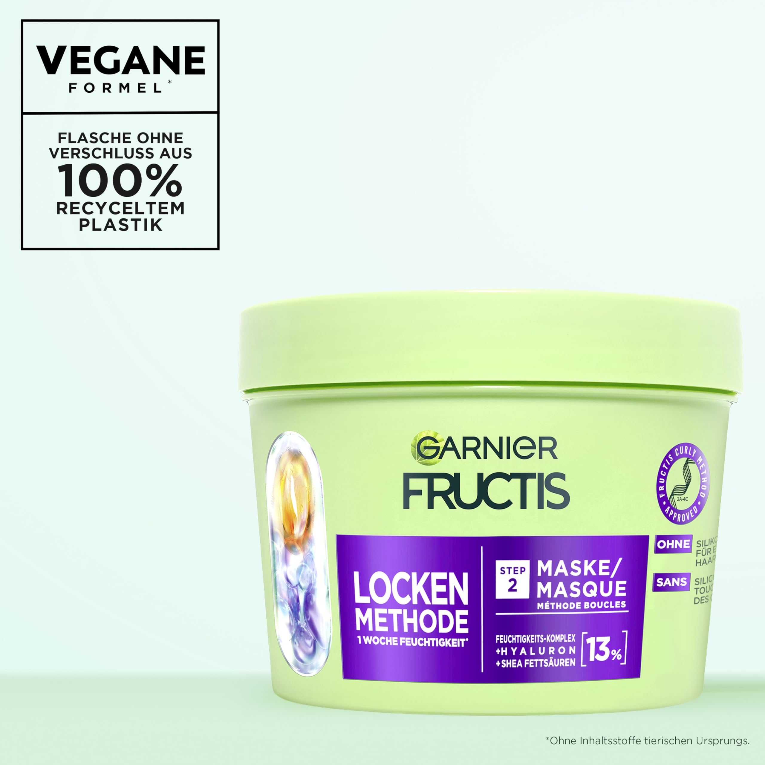 Garnier Masque capillaire hydratant pour tous les types de boucles - Répare et revitalise - Avec acide hyaluronique et acides gras au karité - Vegan - Sans silicone - Méthode de boucles fructiques -