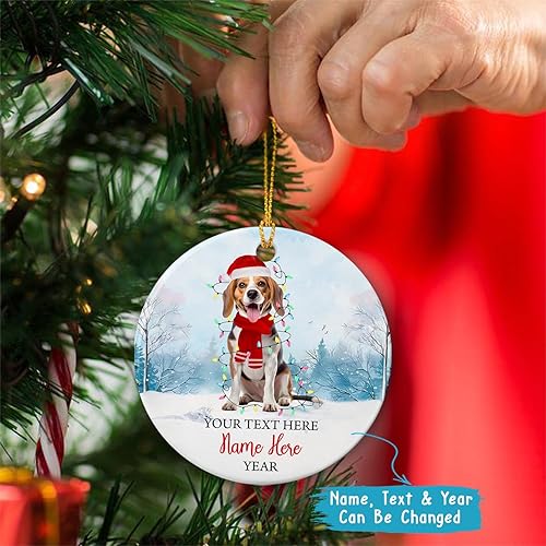 Vista 59 de Rottweiler - Adorno de cerámica personalizado para perro de Papá Noel, nombre y texto personalizados para mascotas, feliz para los amantes