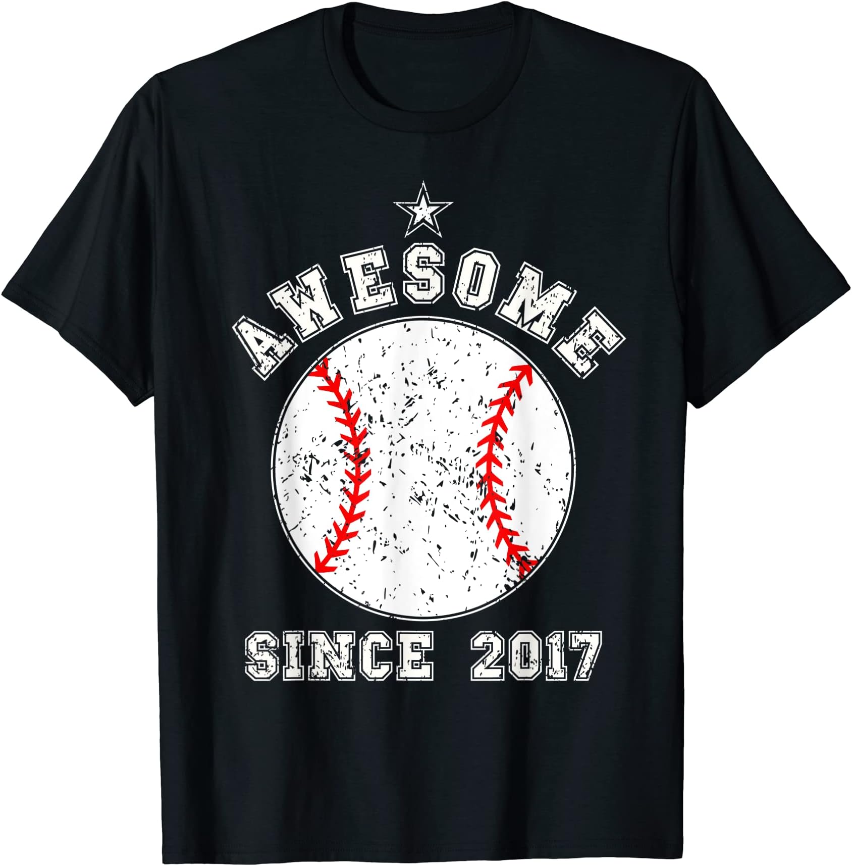 Awesome Baseball Birthday Gifts For Boys GirlsAwesome Since 2017 6 Years Old Boy Baseball Player 6th Bday T-Shirt