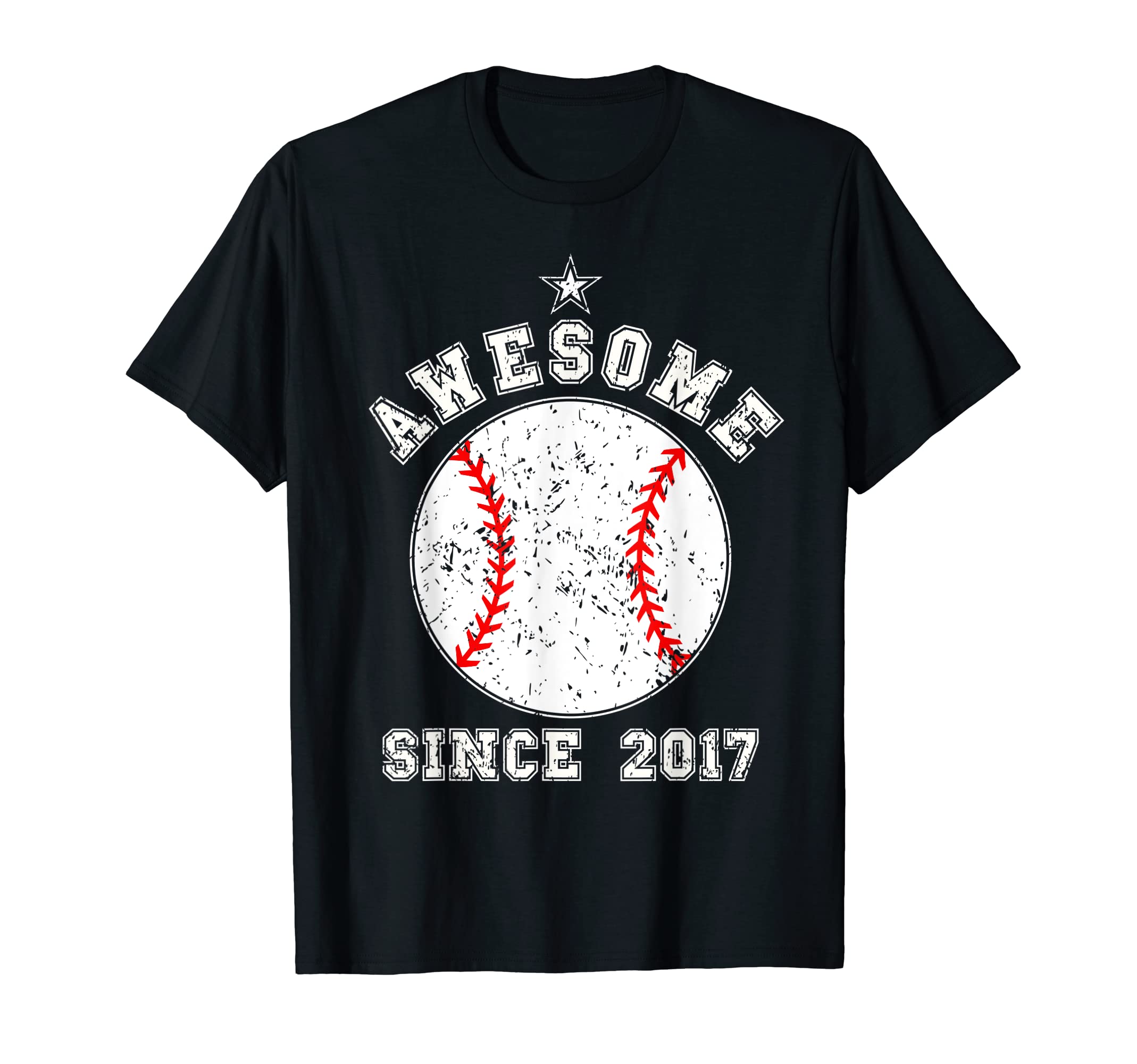 Awesome Baseball Birthday Gifts For Boys GirlsAwesome Since 2017 6 Years Old Boy Baseball Player 6th Bday T-Shirt