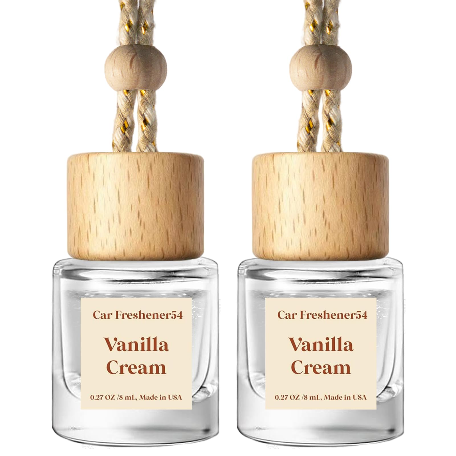 C Classy Car Air Freshener Hanging 2 Pack, Vanilla Cream Essential Oil Diffuser for Cars, Long-Lasting Fragrance, Cute Car Accessories, C ar Air Fresheners for Women & Men Gift, Made in USA